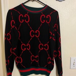 Sweater in Black with Red Accents